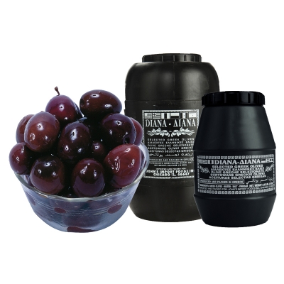 GREEK BLACK OLIVES ROUND IN BRINE