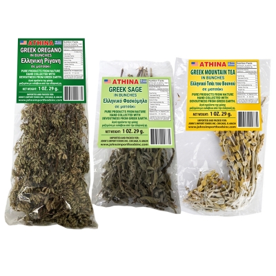 OREGANO BUNCHES, SAGE BUNCHES AND MOUNTAIN TEA, GREEK