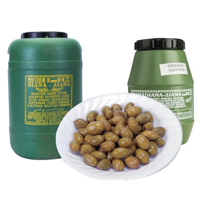 GREEK GREEN CRACKED OLIVES IN BRINE
