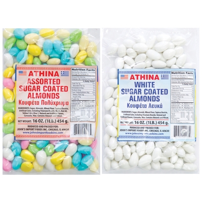 ASSORTED OR WHITE SUGAR COATED ALMONDS