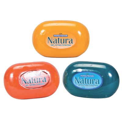 NATURAL GLYCERINE SOAP PAPOUTSANIS, FROM GREECE, RED-YELLOW-BLUE